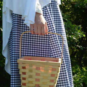 navy blue gingham skirt, grove background