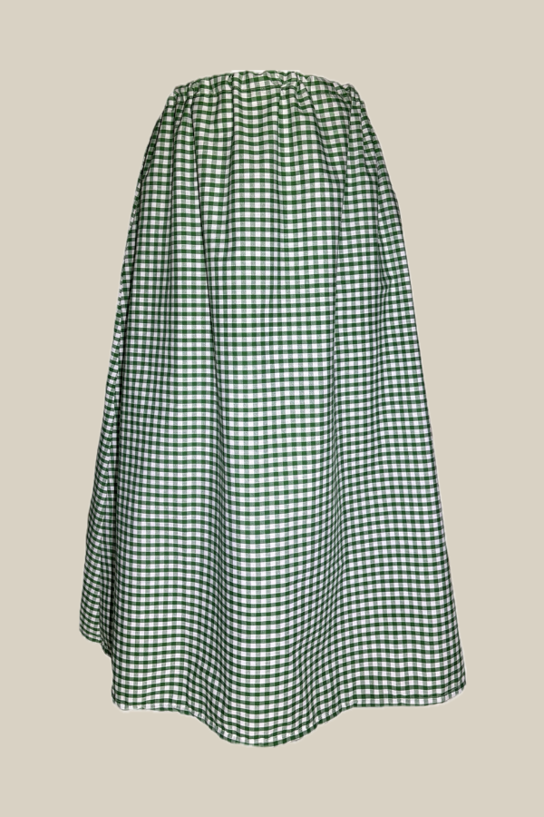 green gingham maxi skirt, front view