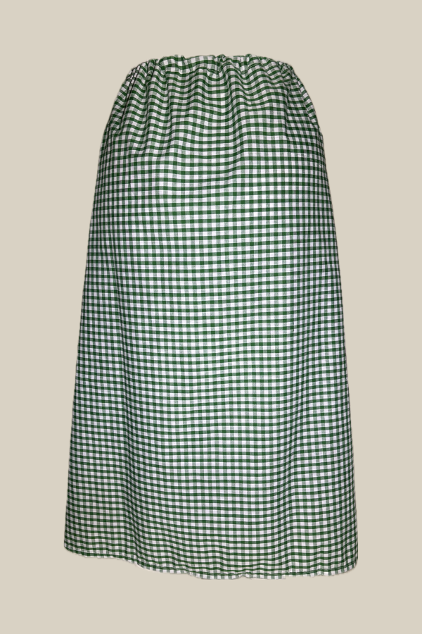 green gingham maxi skirt, back view