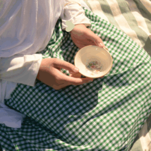 green gingham maxi skirt, close up